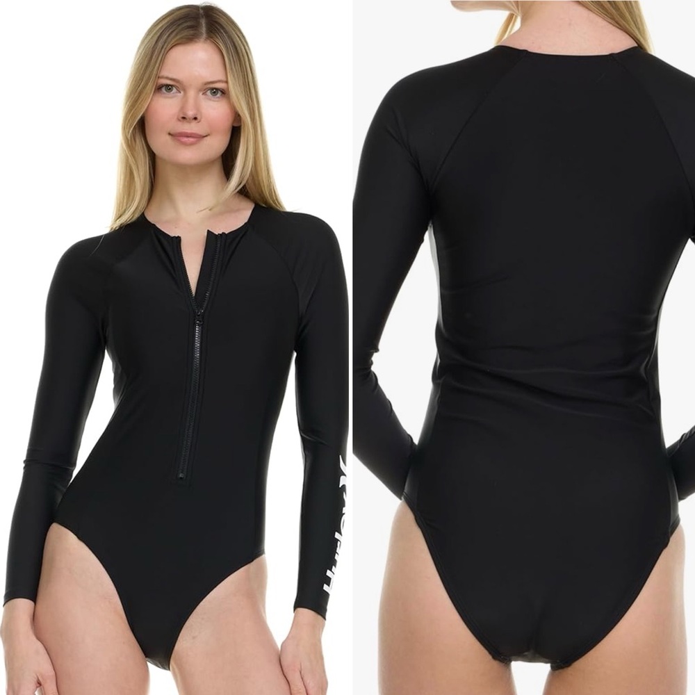 Hurley Black Long Sleeve One Piece Swimsuit